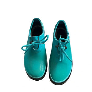 BOGS Turquoise Waterproof Rubber Lace-Up Rain Shoes Women’s Size 8